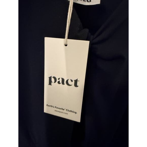 Pact Organic Midi Dress Womens Large L Black Slit Twist Open Back Minimalist NEW - Picture 3 of 6